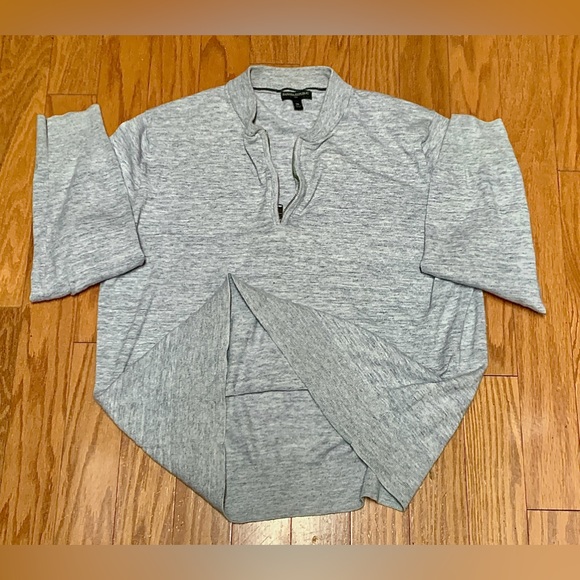 Men's XL Cotton Blue Grey Heather Banana Republic 1/4 Zip Collarless Sweater - Picture 7 of 13